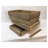 Lot of 4 Wood Crates, Vintage or Antique
