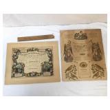Lot of 2 Fraktur or Baptism Certificates, Antique