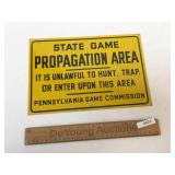 Pennsylvania Game Commission Propagation Sign, Vin