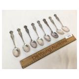 Lot of 8 US State Collector Spoons, Vintage or Ant