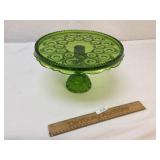Cake Stand, Green Depression Glass, Vintage or Ant
