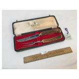 Carving Set, Stag Handle Cutlery, Vintage