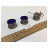 Sterling Silver Salt or Sugar with Cobalt Blue Gla