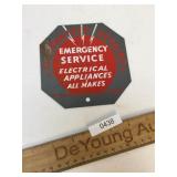 Emergency Service Metal Sign, Vintage