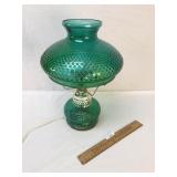 Lamp, Hobnail Green Glass