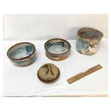 Lot of 4 Pieces of Glazed Pottery, Crock Bowls and