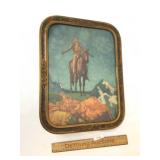 Print, Native American Indian on Horse, Vintage or