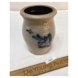 Rowe Pottery Blue Decorated Crock