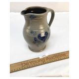 Rowe Pottery Blue Decorated Pitcher