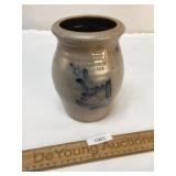 Rowe Pottery Blue Decorated Crock