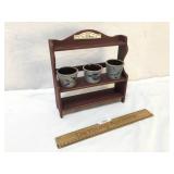 Lot of 3 Rowe Pottery Mini Crocks with Display Rac