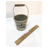 Blue Decorated Pottery Bucket or Pail