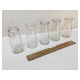 Lot of 5 Half Pint Dairy Bottles