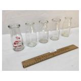 Lot of 5 Half Pint Dairy Bottles