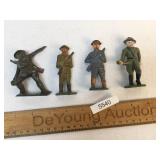 Lot of 4 Cast Metal Soldiers, Antique