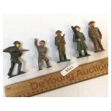 Lot of 5 Cast Metal Soldiers, Antique