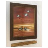 Original Oil on Board Art Painting, Geese, by Barb