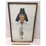 Original Oil on Canvas, Chinese Woman with Pipe by