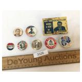 Lot of 8 Political Pins or Buttons, Vintage or Ant