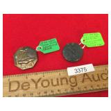 Lot of 2 WWII Era German Nazi Pins or Tinnies
