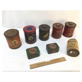 Lot of 8 Advertising Tin cans, Vintage or Antique