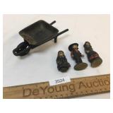 Lot of 4 Cast Iron Toys and Figures, Vintage or An