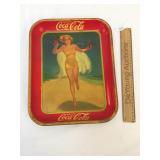 Coca Cola Tray, Girl on Beach, Antique