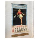 1952 Advertising Calendar with Pin Up Girl, Vintag