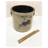 Blue Decorated Crock, 3 Gallon, Antique