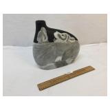 Vase, Wolf Motif by P. Bush 1997