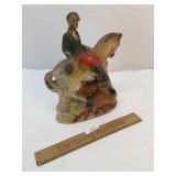 Chalk or Chalkware Soldier on Horse, Vintage