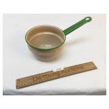 Tan and Green Porcelain Pot or Pan, Vintage or Ant