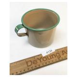 Tan and Green Porcelain Cup, Vintage or Antique