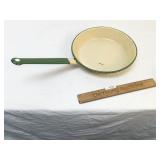 Tan and Green Porcelain Pot or Pan, Vintage or Ant