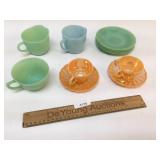 Lot of 11 Pieces of Colored Glassware, Fire King a