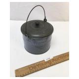 Enamelware Bucket with Lid, Antique