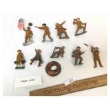 Lot of 10 Toy Soldier Items, Cast Metal, Vintage o
