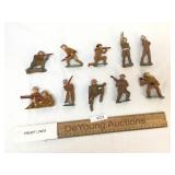 Lot of 10 Toy Soldier Items, Cast Metal, Vintage o