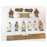 Lot of 10 Toy Soldier Items, Cast Metal, Vintage o