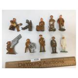 Lot of 10 Toy Soldier Items, Cast Metal, Vintage o