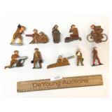 Lot of 10 Toy Soldier Items, Cast Metal, Vintage o