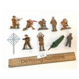 Lot of 10 Toy Soldier Items, Cast Metal, Vintage o