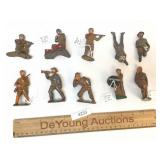 Lot of 10 Toy Soldier Items, Cast Metal, Vintage o
