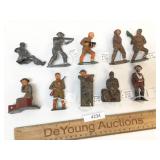 Lot of 10 Toy Soldier Items, Cast Metal, Vintage o