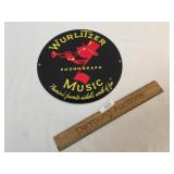 Porcelain Sign, Wurlitzer Music Phonograph, Modern