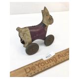 Tin Lithographed Toy Rabbit on Wheels, Vintage or