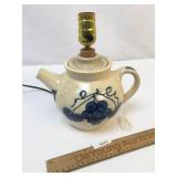 Shadowlawn Stoneware Pottery Blue Decorated Teapot