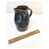 Pitcher, Salt Glazed Blue Decorated Pottery