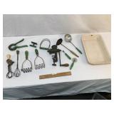 Lot of 12 Wood Handle Kitchen Tools, Antique