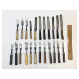 Lot of 23 Forks and Knives, Flatware, Antique